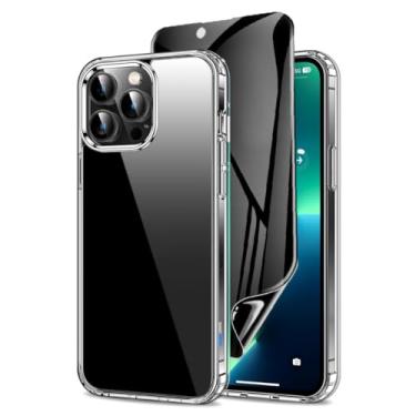 Imagem de Capa Capinha Clear Case Transparente Resistente a Risco e Anti Impacto + Película Protetor Tela Cerâmica Fosca Privacidade Para iPhone (iPhone 13 Pro)