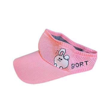 Imagem de Boné viseira infantil rosa tricô elástico 21cm x 15cm x 7cm