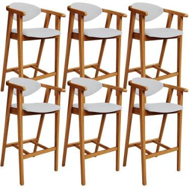 Imagem de Kit 06 Banquetas Alta Para Cozinha Bancada Bar Sala de Jantar Fixa Cec