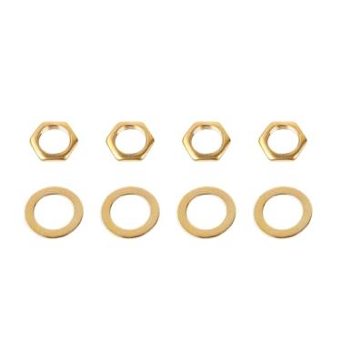 Imagem de Banworks Porcas e arruelas de entrada e saída de guitarra Metric Thread 9 mm M9 para Importação Strat Tele Les Paul Conjunto de 4 JT/XNLS-01 Dourado