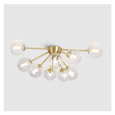 Imagem de Lustre de teto LED moderno para sala de estar, quarto, luz de teto de bola de vidro, decoração de casa, varanda, luminária interna