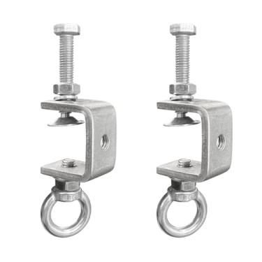Imagem de Grampos C de 2,5 cm com anel de parafuso de aço inoxidável M8, suportam 45 kg, grampos U de metal resistente para montagem de metal, marcenaria, construção, lanterna pendurada, planta, vela de sombra