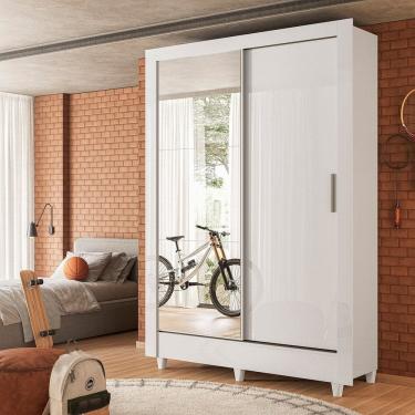 Imagem de Guarda-roupa 2 Portas de Correr com Espelho Lyon Branco