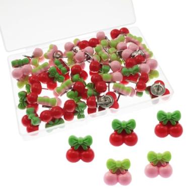 Imagem de yyangz 1 caixa, 40 peças, tachinhas de resina de cereja, alfinetes 3D criativos para outdoors, quadros de cortiça, paredes, mapas, anotações, fotos