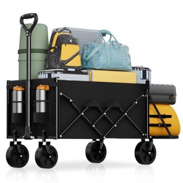 Imagem de Carroça dobrável leve com porta traseira estendida, carrinho de compras dobrável de grande capacidade, carrinhos de compras dobráveis resistentes, carrinhos utilitários para uso ao ar livre