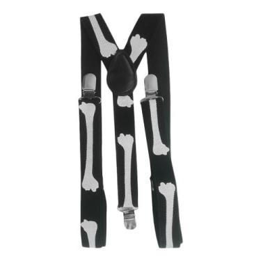 Imagem de Suspensório Preto Esqueleto Adulto Ajustável - Extra Festas