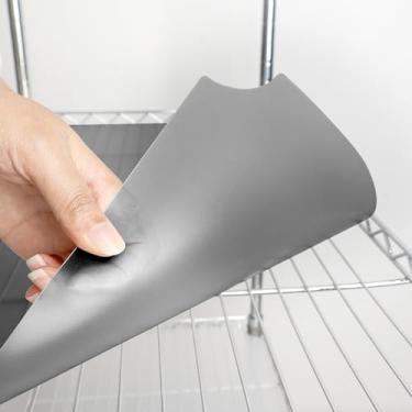 Imagem de 5 peças de forros de prateleira de arame, tapetes de plástico de 35,5 x 91,4 cm para prateleiras de arame (enrolado, cinza)