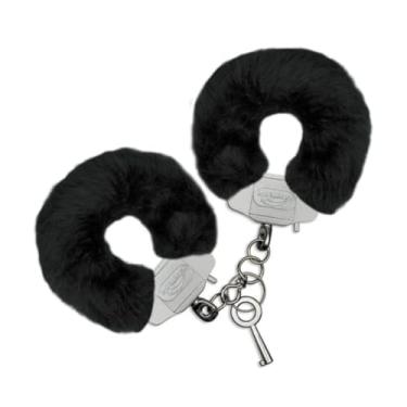 Imagem de Algema Em Metal Pelúcia Algema Confortável de Zamac com Pelúcia para Jogos Sensuais L400 (PRETO)