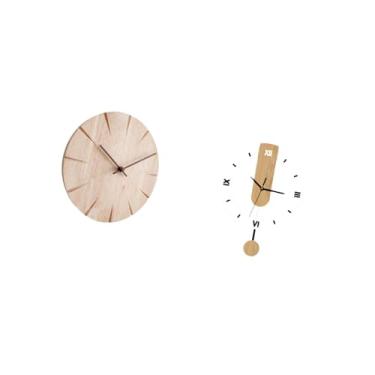 Imagem de Fenteer Relógio de Parede de Madeira com Design Criativo, Presente Decorativo Silencioso, Relógio Pendurado com Grandes Números Romanos, Ornamento para Restau