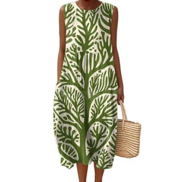 Imagem de Vestido maxi feminino Akivide com estampa floral boho de verão com bol