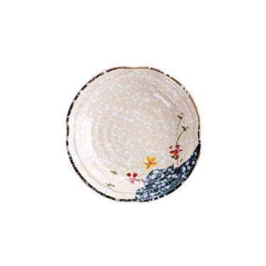 Imagem de Pratos 1 peça pratos de jantar de cerâmica, lanches, doces, prato de frutas, utensílios de mesa criativos, sobremesa, bolo, prato de salada, pratos de jantar (cor: 18 cm A) (18 cm B)