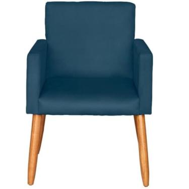 Imagem de Poltrona Estofada Decor para Sala de Espera Tecido Suede Macia Pés de Madeira Moblan decor (Azul)