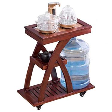 Imagem de Mesa de centro removível com rodas de madeira maciça multifuncional Kung Fu Rack de armazenamento prático