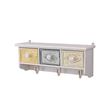 Imagem de Prateleiras flutuantes com ganchos de metal suporte de chave organizar armazenamento pendurar decorativo para entrada corredor quarto (cor: A)