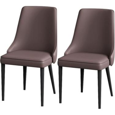 Imagem de Cadeira de jantar, cadeiras de jantar, cozinha, sala de jantar, cozinha, sala de jantar, conjunto de 2 cadeiras laterais para sala de estar, cadeiras de couro napa com perna de aço carbono preta