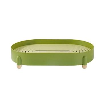 Imagem de WYUYIWH Bandeja de fruteira multifuncional de plástico com drenagem de frutas (verde) (verde)