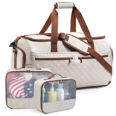 Imagem de ELCUPA Bolsas de vestuário para viagem - Bolsa de viagem para homens e mulheres, 2 em 1 bolsa de viagem grande com compartimento de sapatos para pendurar terno vestido bolsa de fim de semana item