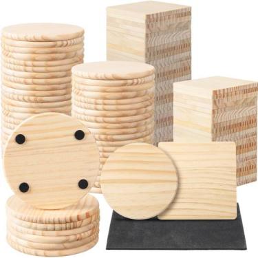 Imagem de Hushee 72 peças de porta-copos de madeira de 10 cm, artesanato DIY com