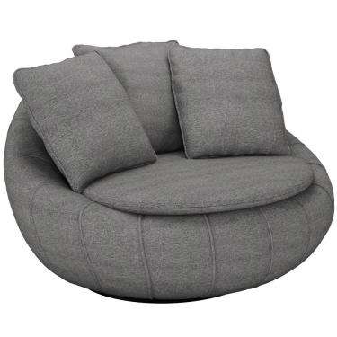 Imagem de Poltrona Para Sala De Estar Decorativa Giratória Kira M03 Linho Cinza - Lyam Decor