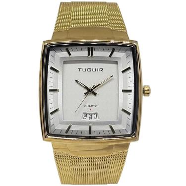 Imagem de Relógio Tuguir Masculino Ref: 9311 Tg30337 Retangular Mesh Dourado