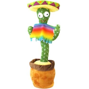 Imagem de Cacto Musical Dançante com Luzes LED – Brinquedo Recarregável USB que Fala, Repete Voz e Anima Crianças (Mexicano)