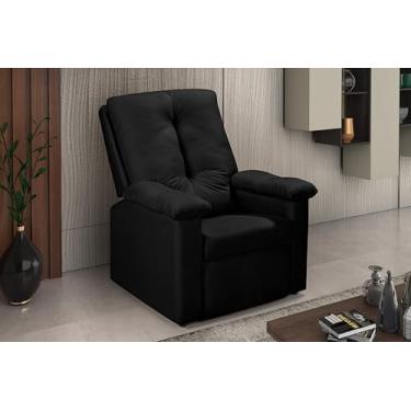 Imagem de Poltrona Reclinável Lisboa Revestida em Suede Veludo Confort 3 Posições com Apoio para os Pés (PRETO)