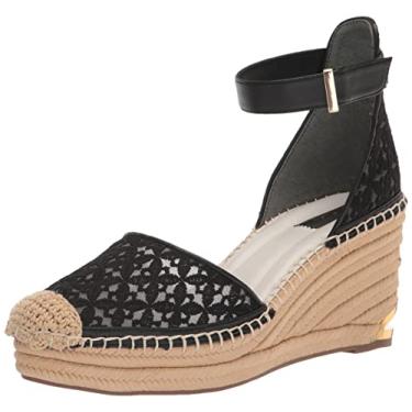 Imagem de Franco Sarto Sandália feminina Marsha Espadrille Wedge, Renda preta, 7.5