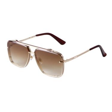 Imagem de Óculos de sol de armação grande de metal, masculino e feminino, marrom degradê, punk, para esportes ao ar livre, corrida e equitação, C4