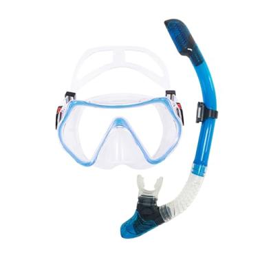 Imagem de TUDIVING Equipamento de mergulho para adultos, anti-neblina, vista panorâmica, máscara de natação e kit de snorkel superior seco, equipamento de mergulho com bolsa de transporte