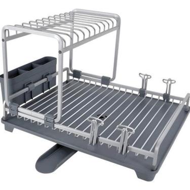 Imagem de Escorredor De Louça Duplo Em Aluminio 3 Peças Até 20 Pratos