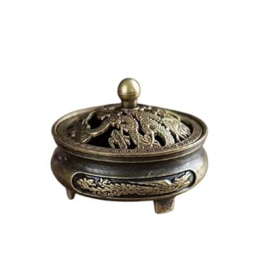 Imagem de Suporte de incenso em forma de trevo de dragão e fênix – Queimador de incenso exclusivo de liga de zinco para decoração de casa de Natal, Halloween e Ano Novo