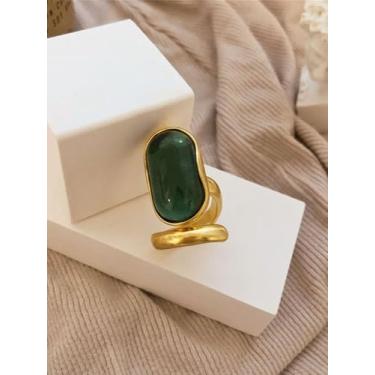 Imagem de Anel moderno de zircônia cúbica verde ajustável para mulheres, uso diário, festa, viagem, Medium, Latão, Sem pedra preciosa