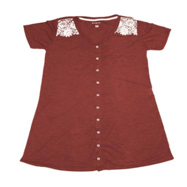 Imagem de CAMISOLA BOTÕES SILK BASIC+, EM MALHA POLIESTER COM VISCOSE, REFERENCIA K177 NA COR TIJOLO M