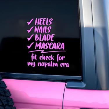 Imagem de Decalque de rímel de lâmina de unhas de salto alto adesivos engraçados para mulheres femininas inspirações de espelho de janela de carro acessórios afirmações vinil à prova d'água 20 centímetros
