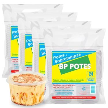 Imagem de Pote Descartavél 1000ml BP Potes Redondo com Tampa Açai Bolos Sorvetes (96 Unidades)