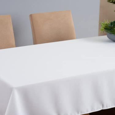 Imagem de Basic Toalha de Mesa Oxford, Retangular, Tecido Poliéster Liso, para Mesa de Jantar, Acabamento em Tecido Oxford, 4, 6, 8 e 10 Lugares (Branco, 8 Lugares: 2,50 x 1,40 m)