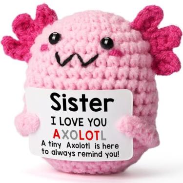 Imagem de Mini Sisters Presentes exclusivos - Axolote de crochê feito à mão - Meias de aniversário e Natal, melhor para o Dia das Mães, Dia dos Namorados, Páscoa