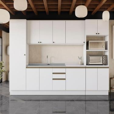 Imagem de Cozinha Modulada Celeste Kappesberg 100% Mdf Branco 300cm