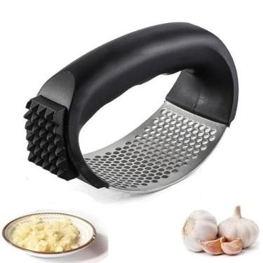 Imagem de Espremedor de alho de aço inoxidável, triturador de gengibre, triturador de alho e espremedor de alho com cabo ergonômico, descascador de alho em tubo de silicone, conjunto de ferramentas de raspador