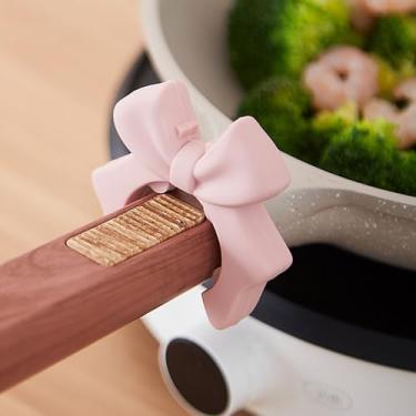 Imagem de Suporte de espátula, descanso de utensílios de cozinha de silicone em forma de arco para borda de panela, acessório de cozinha antiderrapante resistente ao calor