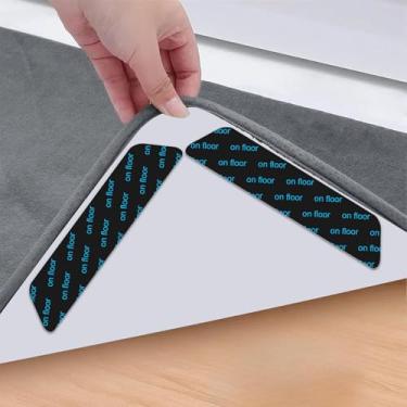 Imagem de 16 peças de fita de tapete, almofadas antiderrapantes para pisos e azulejos de madeira, mantenha os cantos planos (trapézio pequeno)