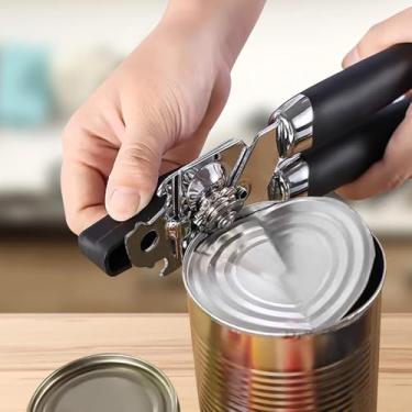 Imagem de Abridores de latas manuais, abridor de garrafas, borda lisa resistente para idosos, abridor de lata portátil, abridor de cerveja com boa aderência, aço inoxidável abrelatas, itens de cozinha, preto
