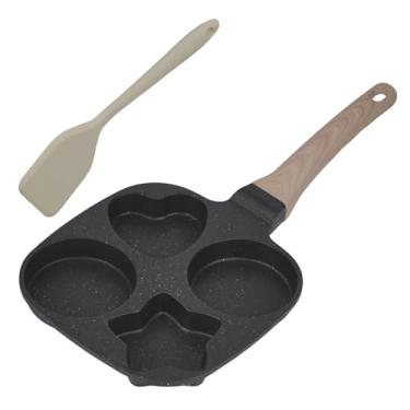 Imagem de COUEMT Frigideira antiaderente dividida com 4 xícaras, equipada com uma espátula de silicone, frigideira de ovo de granito saudável com alça antiqueimadura, frigideira de café da manhã para ovos