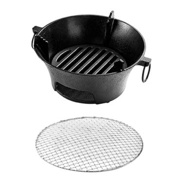 Imagem de Bothyi Grelha Hibachi a carvão com grelha de malha, fogão de campismo em ferro fundido, mini de churrasco a carvão para quintal, cozinha, jardim, mochilão