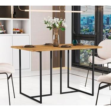 Imagem de Mesa Sala De Jantar Mali 1,20x0,80 Estilo Industrial (imbuia/preto)