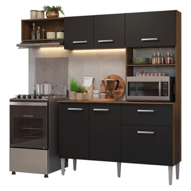 Imagem de Armário de Cozinha Compacta 196cm Rustic/preto Aura Madesa