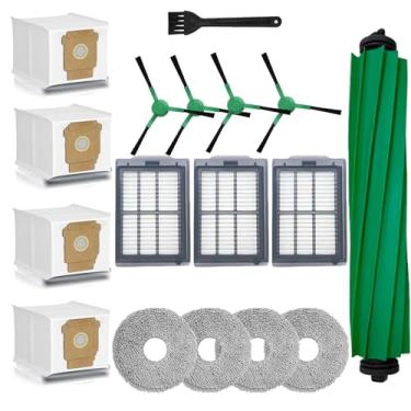 Imagem de Pacote com 16 peças de reposição para aspirador de pó iRobot Roomba Plus 405 Combo 505 – Kit de acessórios com 4 sacos de pó, 4 escovas laterais, 3 filtros, 4 panos de esfregão, 1 escova principal