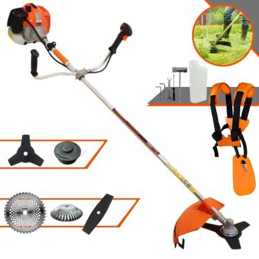 Imagem de Roçadeira Profissional Lateral Vulcan Vr620h À Gasolina 2t 62cc 3hp + Faca 2 Pontas 330mm + Faca 40 Dentes 255mm + Esco