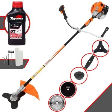 Imagem de Roçadeira Lateral Vulcan Vr520h À Gasolina 52cc 2,5hp + Faca 2 Pontas 330mm + Faca 40 Dentes 255mm + Faca 80 Dentes 255