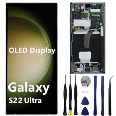 Imagem de Tela de substituição OLED para Samsung Galaxy S22 Ultra S22ultra 5G S908U S908B/DS S908U1 S908W S908E Display LCD Touch Screen Digitalizador Suporte Impressão Digital e S-Pen (com moldura verde +